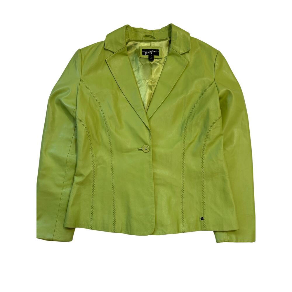 Black Rivet Y2K Lime Green Genuine Leather Blazer Jacket – Women’s Medium